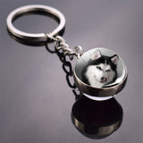 Husky Photo Keychain Keyrings for Women Bag Chains Gifts Handmade Glass Ball Bohemia Long Pendant Wholesale