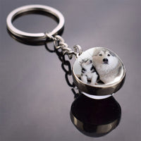 Husky Photo Keychain Keyrings for Women Bag Chains Gifts Handmade Glass Ball Bohemia Long Pendant Wholesale