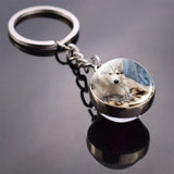 Husky Photo Keychain Keyrings for Women Bag Chains Gifts Handmade Glass Ball Bohemia Long Pendant Wholesale