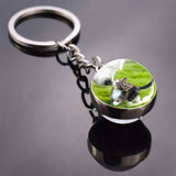 Husky Photo Keychain Keyrings for Women Bag Chains Gifts Handmade Glass Ball Bohemia Long Pendant Wholesale