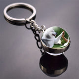 Husky Photo Keychain Keyrings for Women Bag Chains Gifts Handmade Glass Ball Bohemia Long Pendant Wholesale