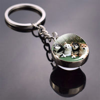 Husky Photo Keychain Keyrings for Women Bag Chains Gifts Handmade Glass Ball Bohemia Long Pendant Wholesale