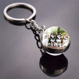 Husky Photo Keychain Keyrings for Women Bag Chains Gifts Handmade Glass Ball Bohemia Long Pendant Wholesale