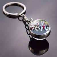 Husky Photo Keychain Keyrings for Women Bag Chains Gifts Handmade Glass Ball Bohemia Long Pendant Wholesale