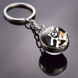 Husky Photo Keychain Keyrings for Women Bag Chains Gifts Handmade Glass Ball Bohemia Long Pendant Wholesale