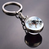 Husky Photo Keychain Keyrings for Women Bag Chains Gifts Handmade Glass Ball Bohemia Long Pendant Wholesale