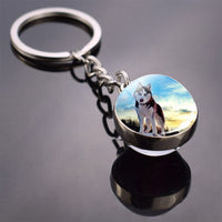 Husky Photo Keychain Keyrings for Women Bag Chains Gifts Handmade Glass Ball Bohemia Long Pendant Wholesale