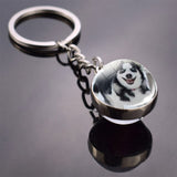 Husky Photo Keychain Keyrings for Women Bag Chains Gifts Handmade Glass Ball Bohemia Long Pendant Wholesale