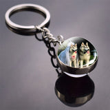 Husky Photo Keychain Keyrings for Women Bag Chains Gifts Handmade Glass Ball Bohemia Long Pendant Wholesale