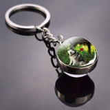 Husky Photo Keychain Keyrings for Women Bag Chains Gifts Handmade Glass Ball Bohemia Long Pendant Wholesale