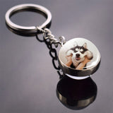 Husky Photo Keychain Keyrings for Women Bag Chains Gifts Handmade Glass Ball Bohemia Long Pendant Wholesale