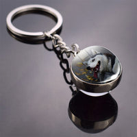 Husky Photo Keychain Keyrings for Women Bag Chains Gifts Handmade Glass Ball Bohemia Long Pendant Wholesale