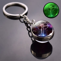 12 Zodiac Sign Keychain Luminous Glass Ball Key Rings Scorpio Leo Aries Constellation Birthday Gift for Women and Mens Accessory