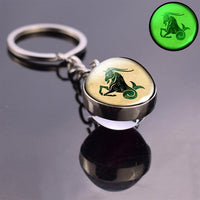 12 Zodiac Sign Keychain Luminous Glass Ball Key Rings Scorpio Leo Aries Constellation Birthday Gift for Women and Mens Accessory