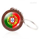 Southern European Flag Trinket Albania Andorra Spain Portugal Italy Greece Malta Flag Glass Dome Keychain Wooden Pendant Keyring