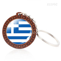 Southern European Flag Trinket Albania Andorra Spain Portugal Italy Greece Malta Flag Glass Dome Keychain Wooden Pendant Keyring