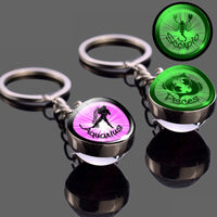 Luminous 12 Zodiac Keychain Keyholder Glow In The Dark Glass Ball Key Chain Trinkets Men Women Birthday Gift Horoscope