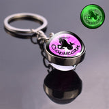 Luminous 12 Zodiac Keychain Keyholder Glow In The Dark Glass Ball Key Chain Trinkets Men Women Birthday Gift Horoscope