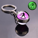 Luminous 12 Zodiac Keychain Keyholder Glow In The Dark Glass Ball Key Chain Trinkets Men Women Birthday Gift Horoscope