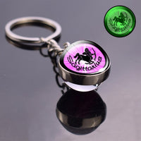 Luminous 12 Zodiac Keychain Keyholder Glow In The Dark Glass Ball Key Chain Trinkets Men Women Birthday Gift Horoscope