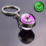 Luminous 12 Zodiac Keychain Keyholder Glow In The Dark Glass Ball Key Chain Trinkets Men Women Birthday Gift Horoscope