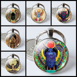 Ancient Egypt Scarab Keychain Silver Color Handmade Keychains Keyrings men's Car Key Rings Women Bag Chains Party Gift