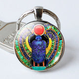 Ancient Egypt Scarab Keychain Silver Color Handmade Keychains Keyrings men's Car Key Rings Women Bag Chains Party Gift