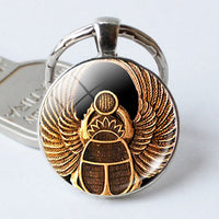 Ancient Egypt Scarab Keychain Silver Color Handmade Keychains Keyrings men's Car Key Rings Women Bag Chains Party Gift