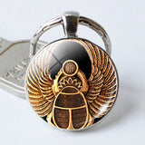 Ancient Egypt Scarab Keychain Silver Color Handmade Keychains Keyrings men's Car Key Rings Women Bag Chains Party Gift