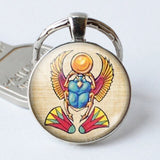 Ancient Egypt Scarab Keychain Silver Color Handmade Keychains Keyrings men's Car Key Rings Women Bag Chains Party Gift