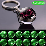 12 Constellation Keychain 12 Zodiac Signs Glass Ball Keychains Keyrings Luminous Pendant Key Rings Holder Birthday Gifts