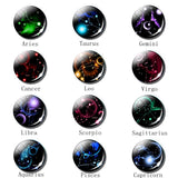 12 Constellation Keychain 12 Zodiac Signs Glass Ball Keychains Keyrings Luminous Pendant Key Rings Holder Birthday Gifts