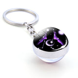 12 Constellation Keychain 12 Zodiac Signs Glass Ball Keychains Keyrings Luminous Pendant Key Rings Holder Birthday Gifts