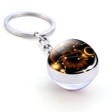 12 Constellation Keychain 12 Zodiac Signs Glass Ball Keychains Keyrings Luminous Pendant Key Rings Holder Birthday Gifts