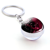 12 Constellation Keychain 12 Zodiac Signs Glass Ball Keychains Keyrings Luminous Pendant Key Rings Holder Birthday Gifts