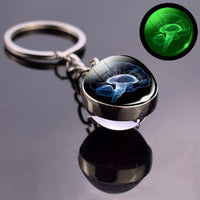 Luminous Keychain Boho Long Chains Pendant Glass Ball Keychains Keyrings for Women Men Gift Brain Photo Glow in the Dark