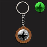 Luminous Wolf Keychain Wooden Handmade Key Chain Kryringa Bohemia Long Chains Pendant Keyholder Glow in The Dark Glass