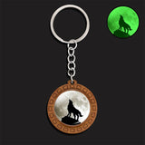 Luminous Wolf Keychain Wooden Handmade Key Chain Kryringa Bohemia Long Chains Pendant Keyholder Glow in The Dark Glass