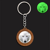 Luminous Wolf Keychain Wooden Handmade Key Chain Kryringa Bohemia Long Chains Pendant Keyholder Glow in The Dark Glass