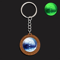 Luminous Wolf Keychain Wooden Handmade Key Chain Kryringa Bohemia Long Chains Pendant Keyholder Glow in The Dark Glass