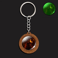 Luminous Wolf Keychain Wooden Handmade Key Chain Kryringa Bohemia Long Chains Pendant Keyholder Glow in The Dark Glass