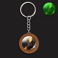 Luminous Wolf Keychain Wooden Handmade Key Chain Kryringa Bohemia Long Chains Pendant Keyholder Glow in The Dark Glass