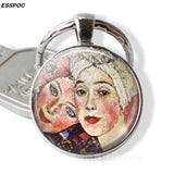 Gustav Klimt Keychain Klimt's The Kiss,Fulfillment, Water Serpents,tree of Life,farm Garden Glass Dome Metal Key Chain for Women