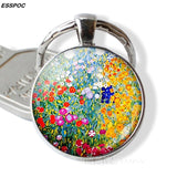 Gustav Klimt Keychain Klimt's The Kiss,Fulfillment, Water Serpents,tree of Life,farm Garden Glass Dome Metal Key Chain for Women