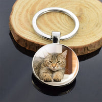 Cute Animals Keychain Anime Cat Double Side Keychains for Women Bag Chains Men Car Key Rings Silver Color Jewllery