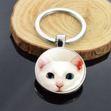 Cute Animals Keychain Anime Cat Double Side Keychains for Women Bag Chains Men Car Key Rings Silver Color Jewllery