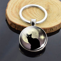 Cute Animals Keychain Anime Cat Double Side Keychains for Women Bag Chains Men Car Key Rings Silver Color Jewllery