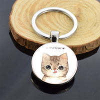 Cute Animals Keychain Anime Cat Double Side Keychains for Women Bag Chains Men Car Key Rings Silver Color Jewllery