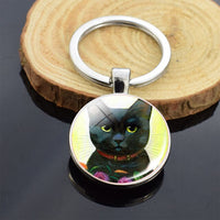 Cute Animals Keychain Anime Cat Double Side Keychains for Women Bag Chains Men Car Key Rings Silver Color Jewllery