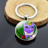 Cute Animals Keychain Anime Cat Double Side Keychains for Women Bag Chains Men Car Key Rings Silver Color Jewllery